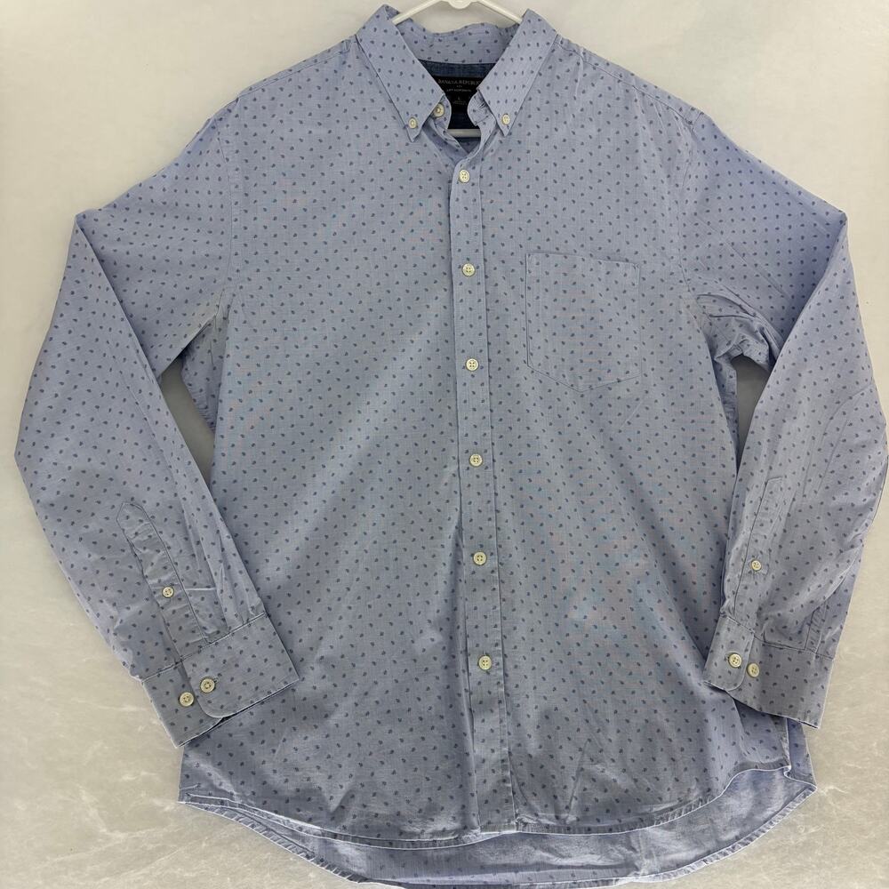 Banana Republic Men's Size L Slim Fit Button Down Shirt Blue Paisley Cotton